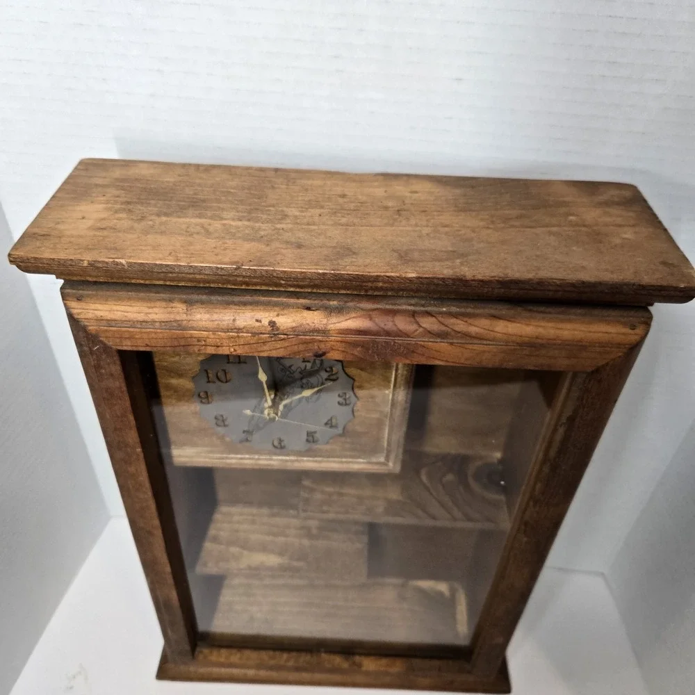 VTG WOOD WALL DISPLAY CASE TRINKET SHELF GLASS DOOR‎ CURIO CABINET Cottagecore